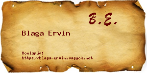 Blaga Ervin névjegykártya